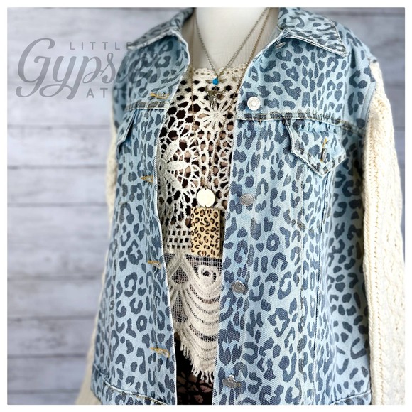 TAKING DOWN 4/5/24 POL Snow Leopard Denim & Cable Knit Jacket - Picture 2 of 14